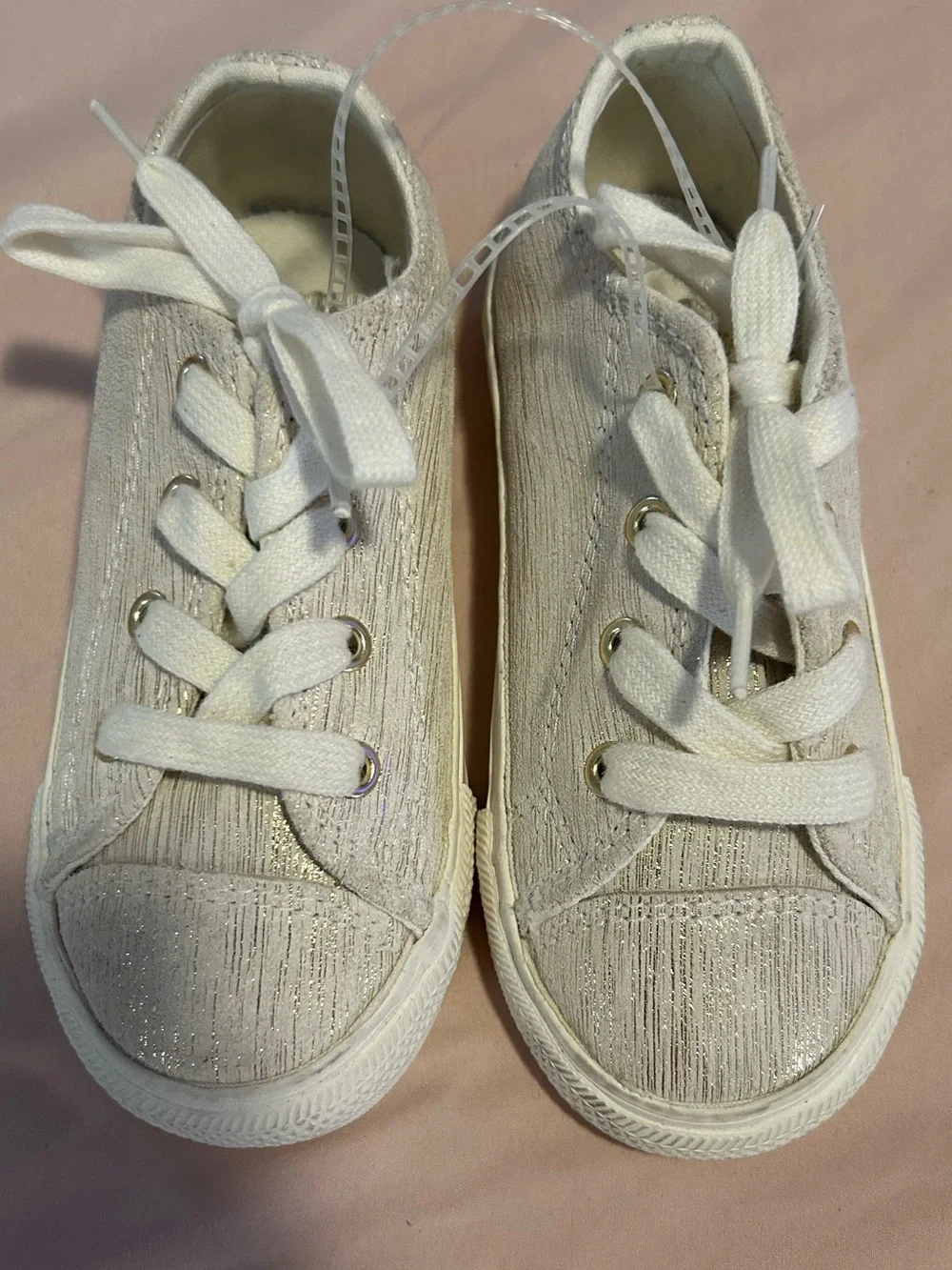 Converse Kids White Glitter Lace-Up Sneakers